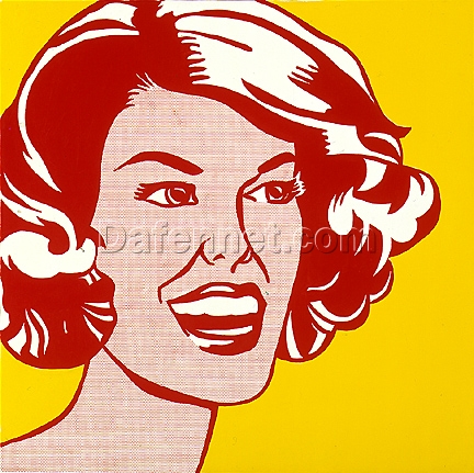 Roy Lichtenstein ‘Head – Red and Yellow’ Pop Art Oil Portrait – Customizable Canvas Art for Modern Interiors