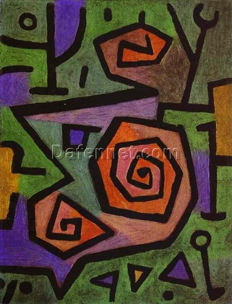 Heroic Roses by Paul Klee – Expressionist Abstract Oil on Canvas (1938)