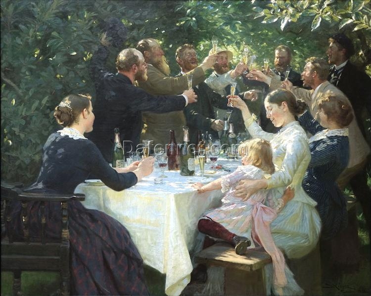 Hip, Hip, Hurrah! Artists’ Party at Skagen by Peder Severin Kroyer – 1888 Impressionist Genre Painting Reproduction