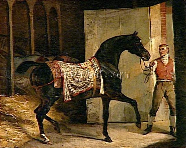 Théodore Géricault Horse Leaving a Stable – Romanticism Equestrian Oil Painting Reproduction