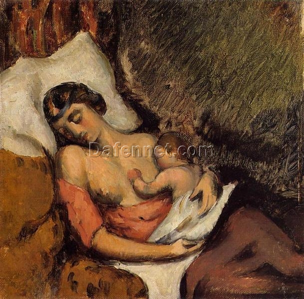 Hortense Breastfeeding Paul” – 1872 | Impressionist Oil Painting by Paul Cézanne