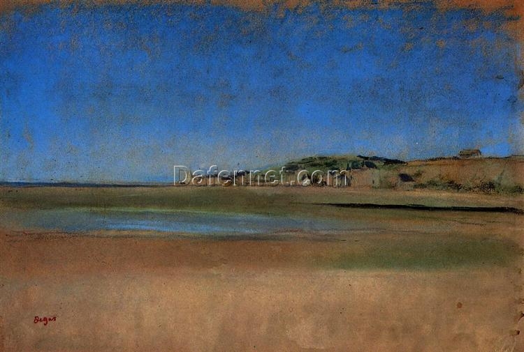 Edgar Degas – Houses by the Seaside (1869) Pastel Landscape Painting, Seaside Charm