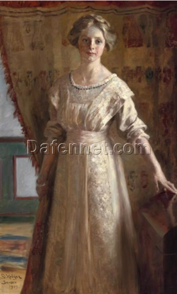 Miss Vibeke Krøyer by Peder Severin Kroyer – 1909 Full Figure Portrait Reproduction