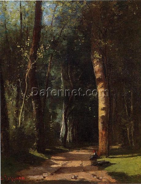 In the Woods” by Camille Pissarro – 1859 Oil Painting, Realism Landscape