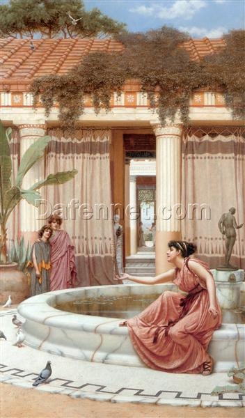 Innocent Amusements by John William Godward | 1891 Neoclassical Oil Painting