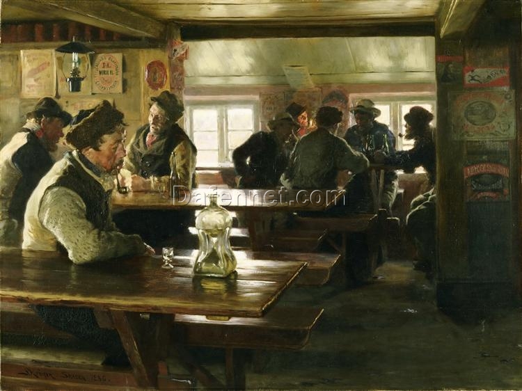 Interior of a Tavern by Peder Severin Kroyer – 1886 Realism Genre Painting Reproduction