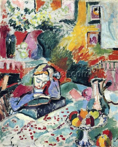 Custom Oil Painting Inspired by Henri Matisse – ‘Interior with a Girl Reading’ (1905) – Fauvist Genre Painting on Canvas