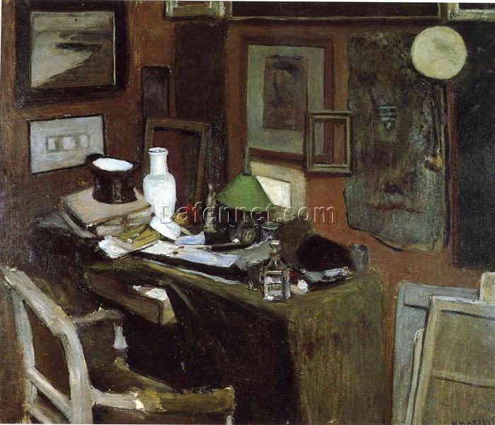 Henri Matisse Inspired Realist Interior Painting – ‘Interior with a Top Hat’ (1896) – Hand-Painted Oil on Canvas