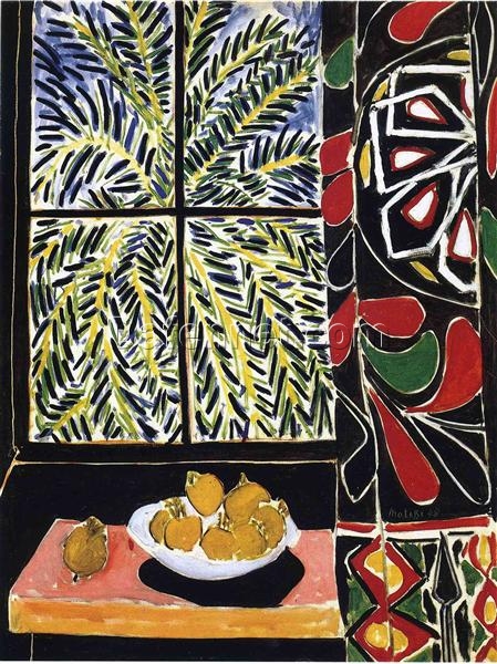 Henri Matisse Inspired Interior – Interior with Egyptian Curtain – Expressionist Oil Painting