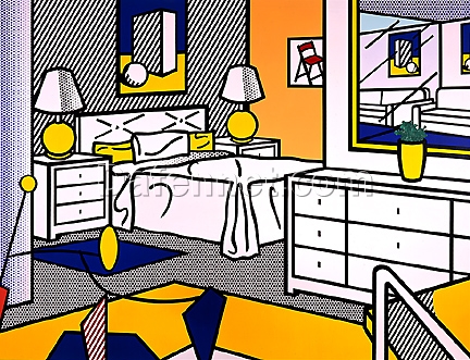 Roy Lichtenstein ‘Interior with Mobile’ Pop Art – Customizable Magna & Oil Canvas Painting