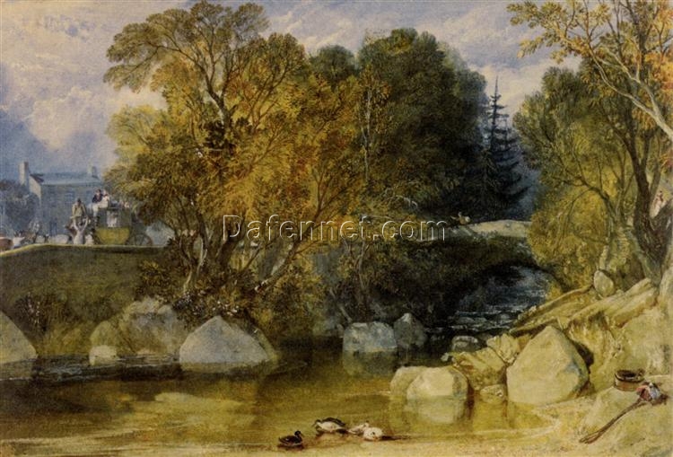 Watercolor Painting of Ivy Bridge, Devonshire – Inspired by J.M.W. Turner’s Romanticism