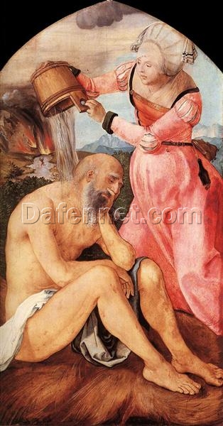 Job and His Wife by Albrecht Dürer – 1504 Northern Renaissance Religious Oil Painting on Panel