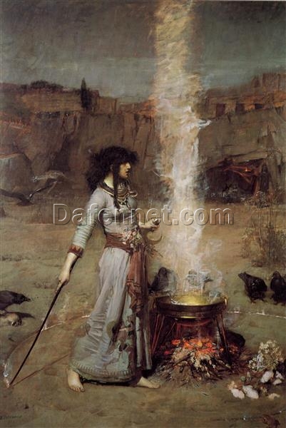 Magical The Magic Circle Oil Reproduction by John William Waterhouse (1886) – Mythological Art