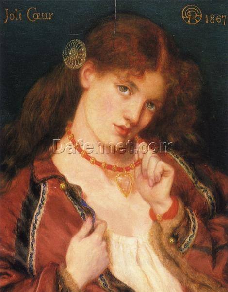 Romantic Oil Portrait – Joli Coeur by Dante Gabriel Rossetti, 1867 – Premium Art Reproduction