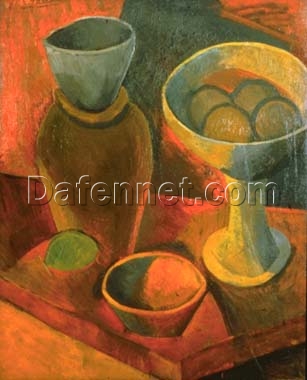 Analytical Cubism Still Life Inspired by Pablo Picasso – ‘Jug and Fruit Dish’ Oil on Canvas