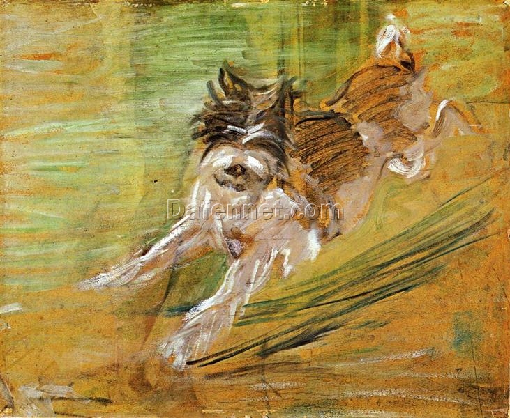 Hand-Painted Franz Marc ‘Jumping Dog Schlick’ Oil Painting – Post-Impressionist Animal Art on Canvas from Dafen Village Studio