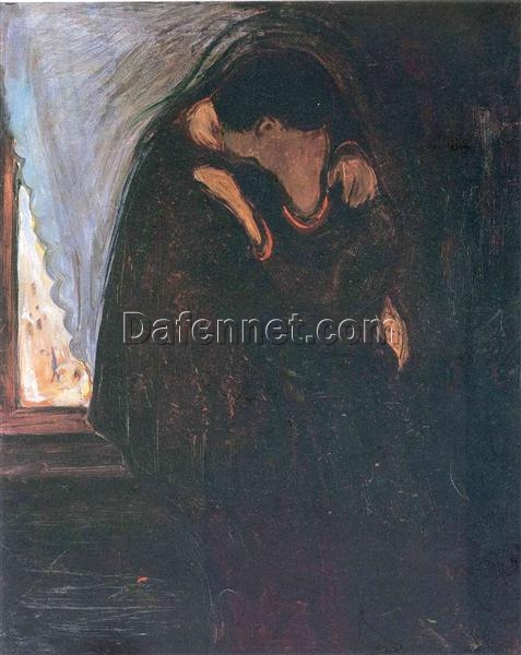 Kiss by Edvard Munch – Emotional Expressionism Oil Painting on Canvas