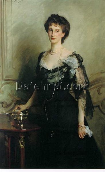 Oil Painting Inspired by John Singer Sargent’s Lady Evelyn Cavendish – Realistic Portrait Art on Canvas