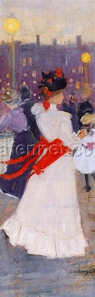 Lady with a Red Sash by Maurice Prendergast – Impressionist Portrait Oil Painting