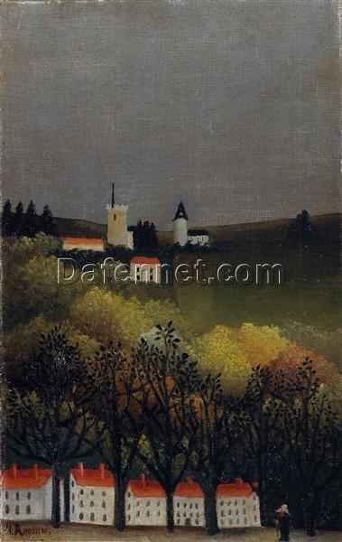 Premium Reproduction of Henri Rousseau’s “Landscape” – Serene Cityscape Oil Painting for Home Decor