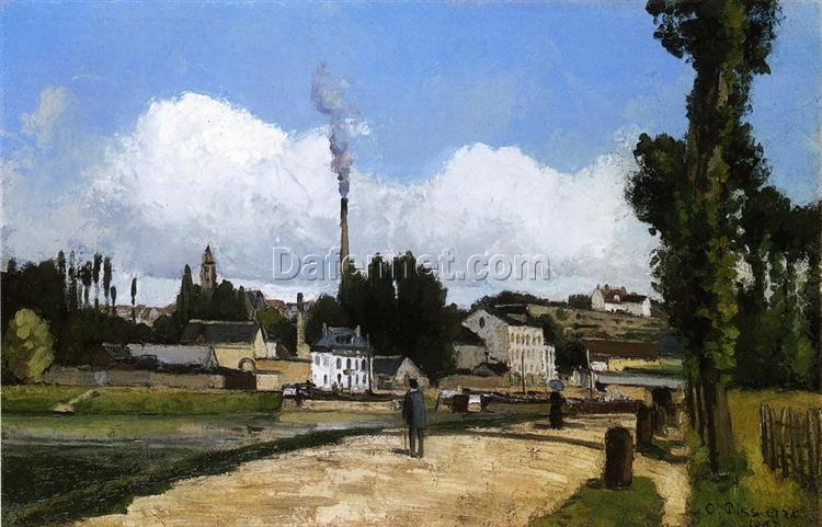 Landscape with Factory” – 1867 Oil Painting by Camille Pissarro | Realism, Industrial Art