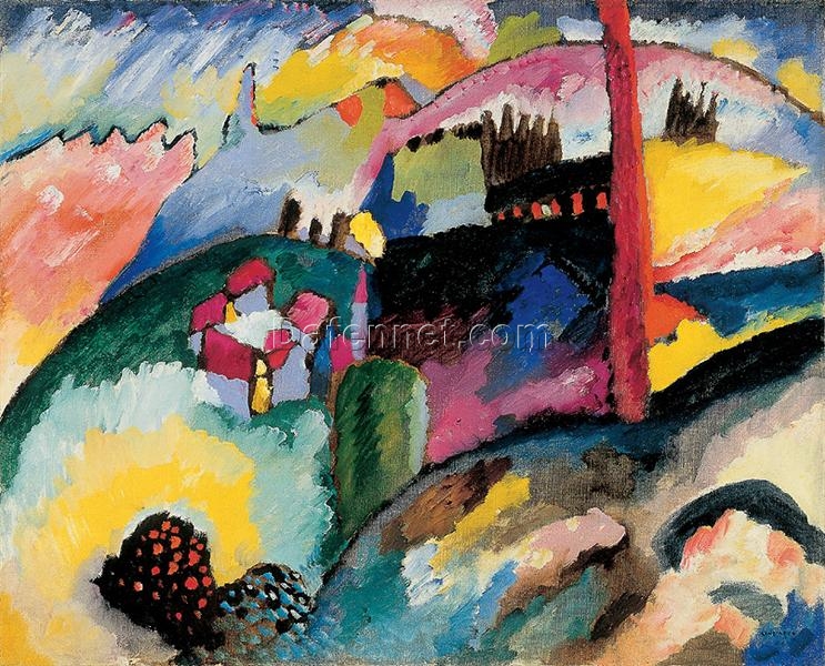 Kandinsky’s Landscape with Factory Chimney (1910) – A Bold Expressionist Depiction of Industry