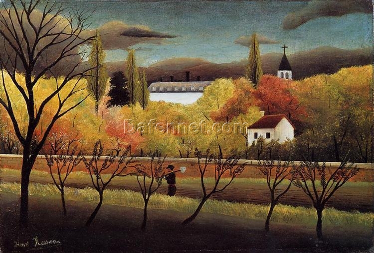 Henri Rousseau “Landscape with Farmer” Oil Painting Reproduction – Naïve Art Landscape on Canvas