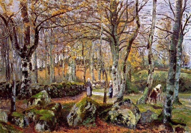 Montfoucault Landscape with Rocks” – Camille Pissarro, 1874 Oil Painting