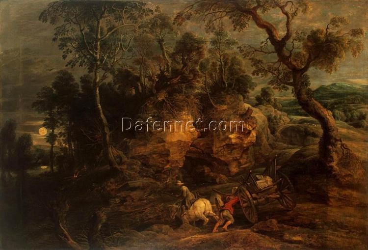 Landscape with Stone Carriers” by Peter Paul Rubens – Baroque Masterpiece Reproduction