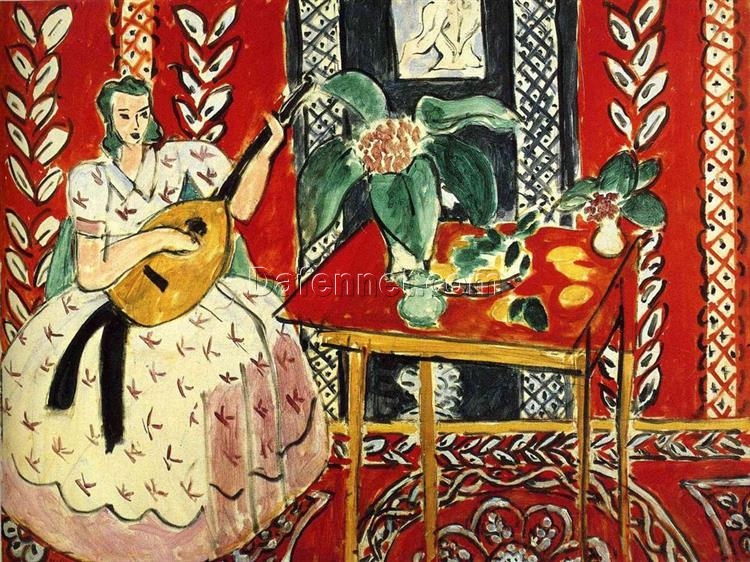 Henri Matisse Inspired Oil Painting – The Lute (1943) – Expressionist Genre Painting