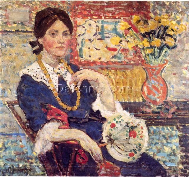 Le Rouge Portrait of Miss Edith King by Maurice Prendergast – Post-Impressionist Oil Painting (c. 1910-1913)