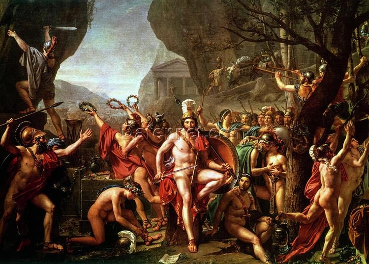 Epic History Painting – Leonidas at Thermopylae by Jacques-Louis David (1814) Oil Reproduction