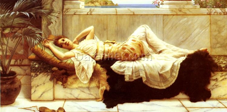 Liegende by John William Godward | 1893 Neoclassical Oil Painting of a Reclining Woman