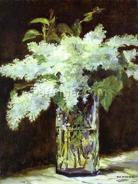 Oil Painting Inspired by Edouard Manet: Lilac in a Glass (1882) Still Life on Canvas