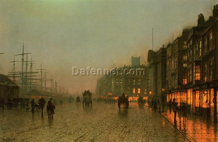 Custom Oil Reproduction of Liverpool from Wapping – Cityscape by John Atkinson Grimshaw