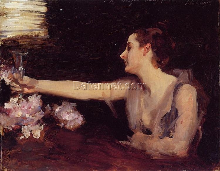 John Singer Sargent ‘Madame Gautreau Drinking a Toast’ Realism Portrait – Fine Art Reproduction on Canvas