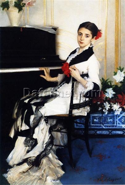 Oil Painting Inspired by John Singer Sargent’s Madame Ramon Subercaseaux – Realistic Portrait Art on Canvas