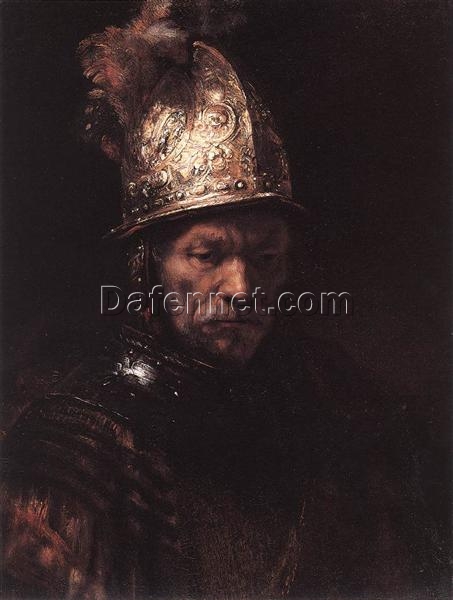 Rembrandt’s ‘Man in a Golden Helmet’ (c. 1650) – Exquisite Oil Reproduction of Baroque Tenebrism Portrait