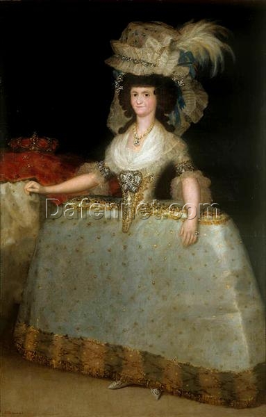 María Luisa of Parma Wearing Panniers by Francisco Goya – Romanticism Portrait Oil Painting, 1789