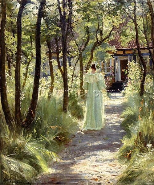 Marie in the Garden by Peder Severin Kroyer – 1895 Impressionist Genre Painting Reproduction