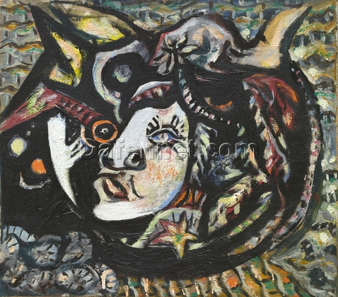 Inspired by Jackson Pollock’s Mask (1941) – Expressionist Oil on Canvas (42.5 x 48.3 cm)