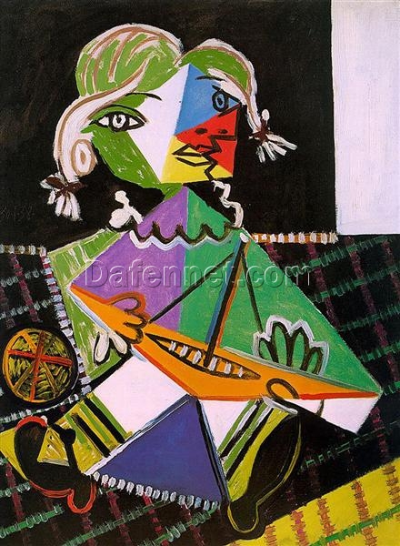 Surrealist Genre Painting Inspired by Picasso – ‘Maya with Boat’ (1938) Oil on Canvas