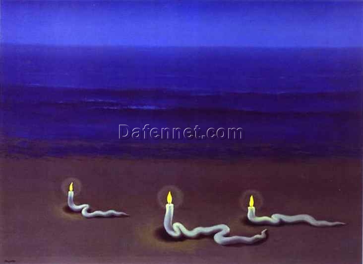 Meditation Inspired by René Magritte – 1936 Surrealist Symbolic Oil Painting, Canvas (50×65 cm)