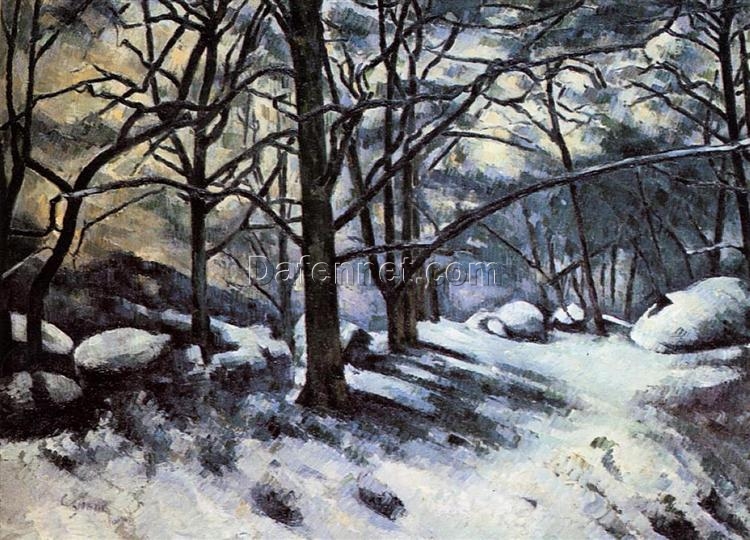 Winter’s End: Melting Snow at Fontainebleau” by Paul Cézanne – Post-Impressionist Landscape (1880)