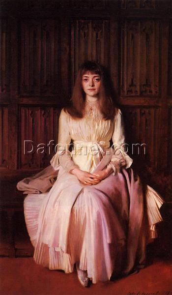 John Singer Sargent ‘Miss Elsie Palmer’ Realism Portrait Oil Painting – Fine Art Reproduction on Canvas