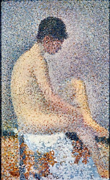 Model in Profile by Georges Seurat – Pointillist Nude Oil Painting Reproduction