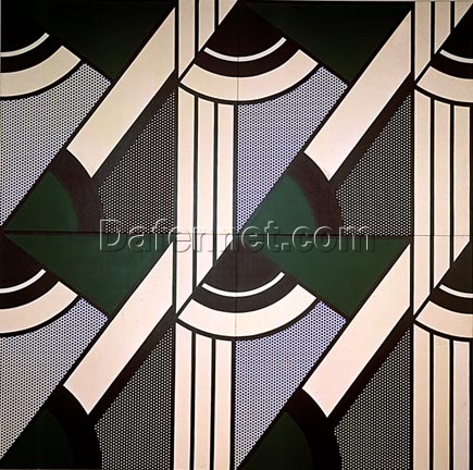 Custom Oil Painting Inspired by Roy Lichtenstein – ‘Modular Painting with Four Panels, #6’ (1970) – Abstract Art on Canvas