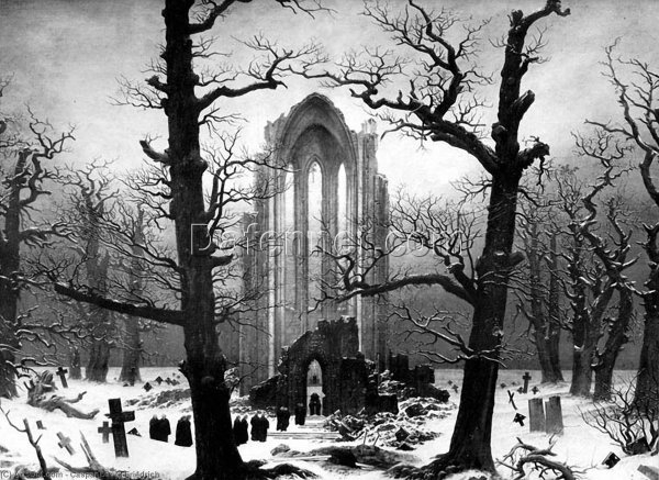 Caspar David Friedrich’s Monastery Graveyard in the Snow – Romanticism Landscape Painting Replica