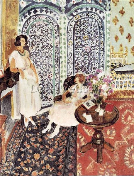 Matisse-Inspired Oil Painting: Moorish Screen – Post-Impressionist Genre Painting on Canvas