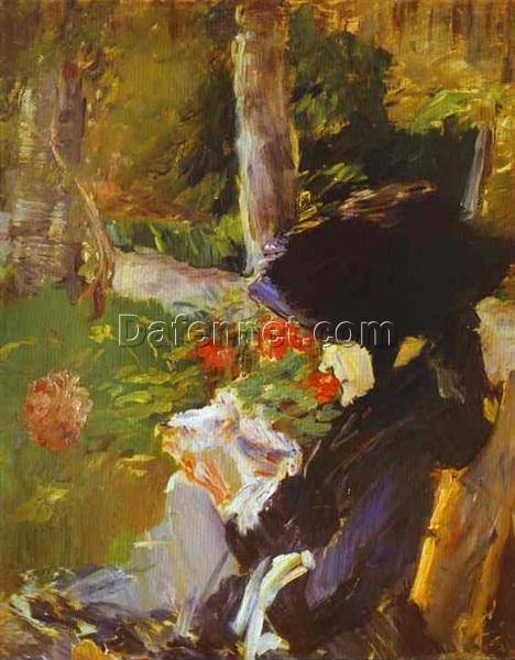 Oil Painting Inspired by Edouard Manet: Mother in the Garden at Bellevue (1880) Portrait on Canvas